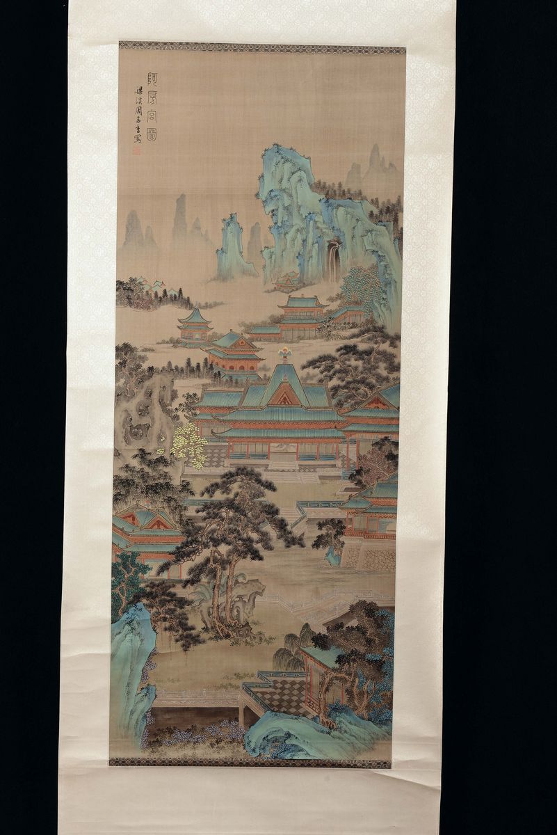 Gruppo di Quattro Scroll con Paesaggi e Soggetti Naturalistici con Piccola Iscrizione, Cina