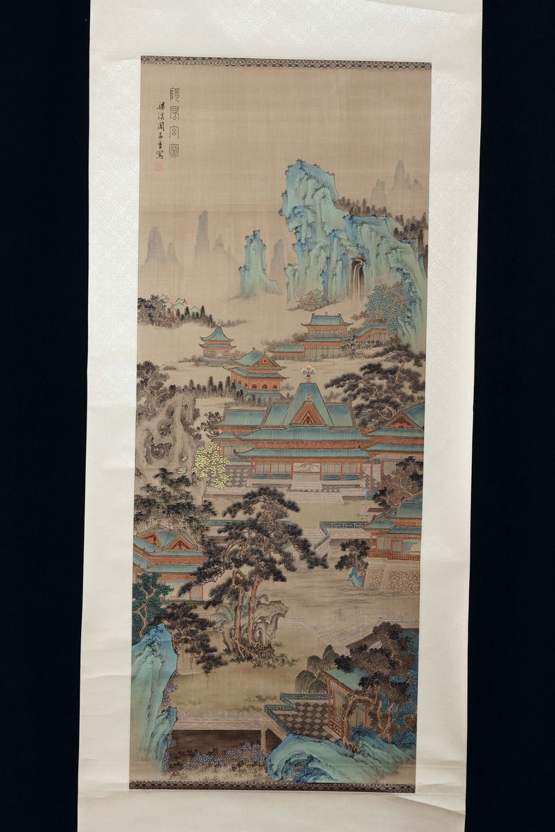 Gruppo di Quattro Scroll con Paesaggi e Soggetti Naturalistici con Piccola Iscrizione, Cina