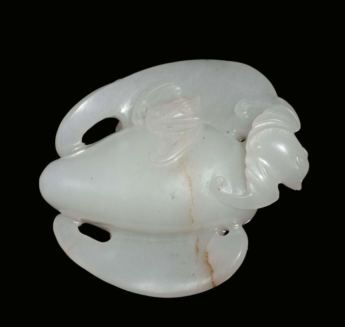 Sculturina in Giada Bianca a Guisa di Pipistrelli, Cina, Dinastia Qing, XIX Secolo
