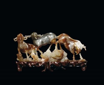 Gruppo in Giada con Arieti, Cina, Dinastia Qing, Fine Secolo XIX