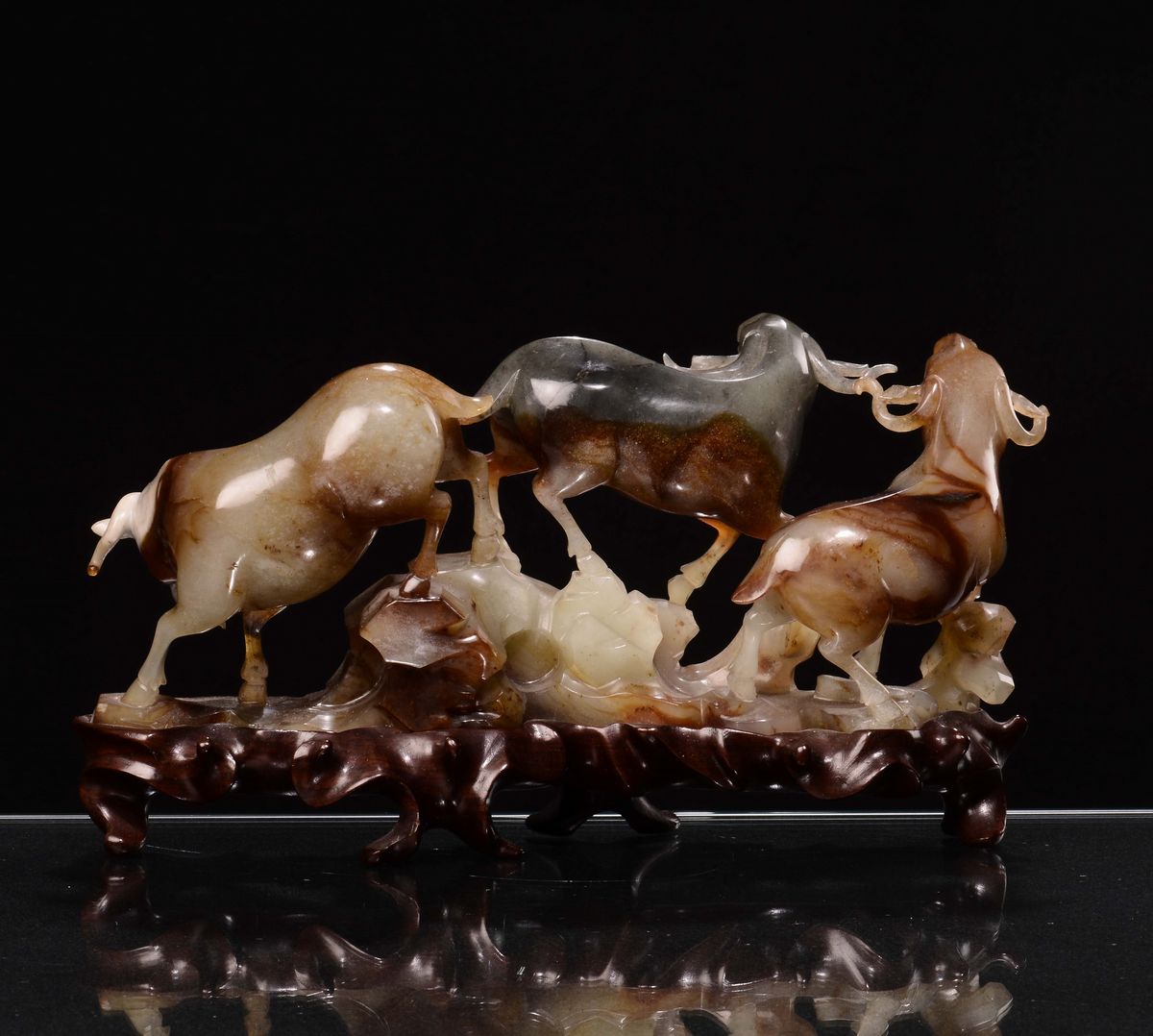 Gruppo in Giada con Arieti, Cina, Dinastia Qing, Fine Secolo XIX
