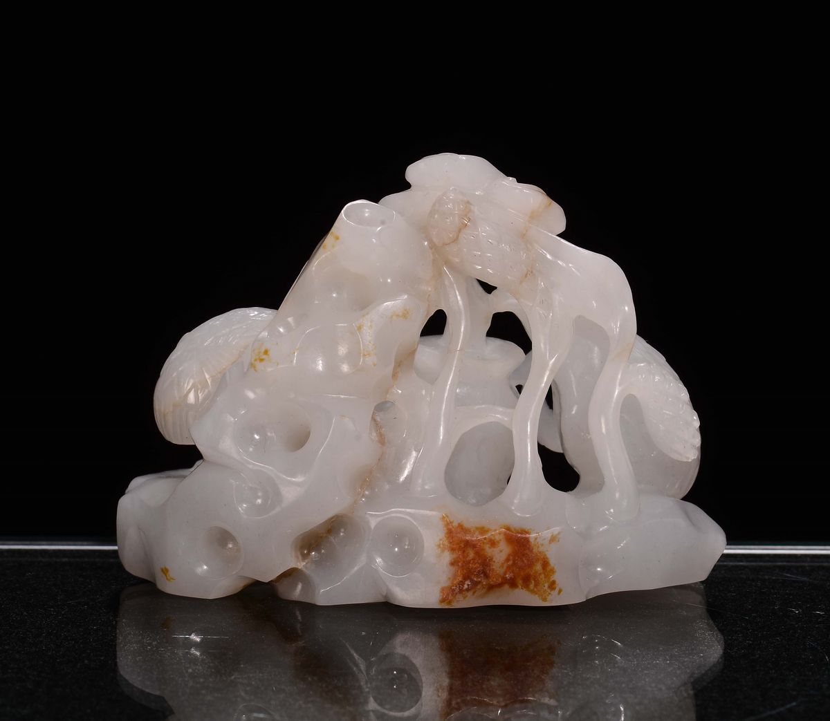 Gruppo di Giada Bianca Celadon, Raffigurante Uccellini e Fiori, Cina, Dinastia Qing, XVIII Secolo