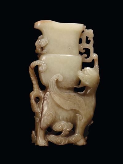 Vaso in Giada Gialla, Cina, Dinastia Qing, Periodo Kangxi (1654-1722)