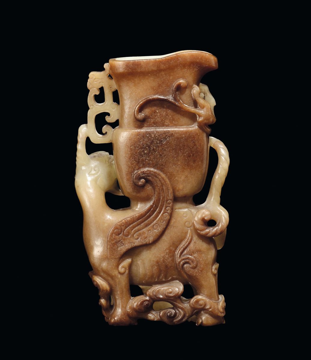 Vaso in Giada Gialla, Cina, Dinastia Qing, Periodo Kangxi (1654-1722)
