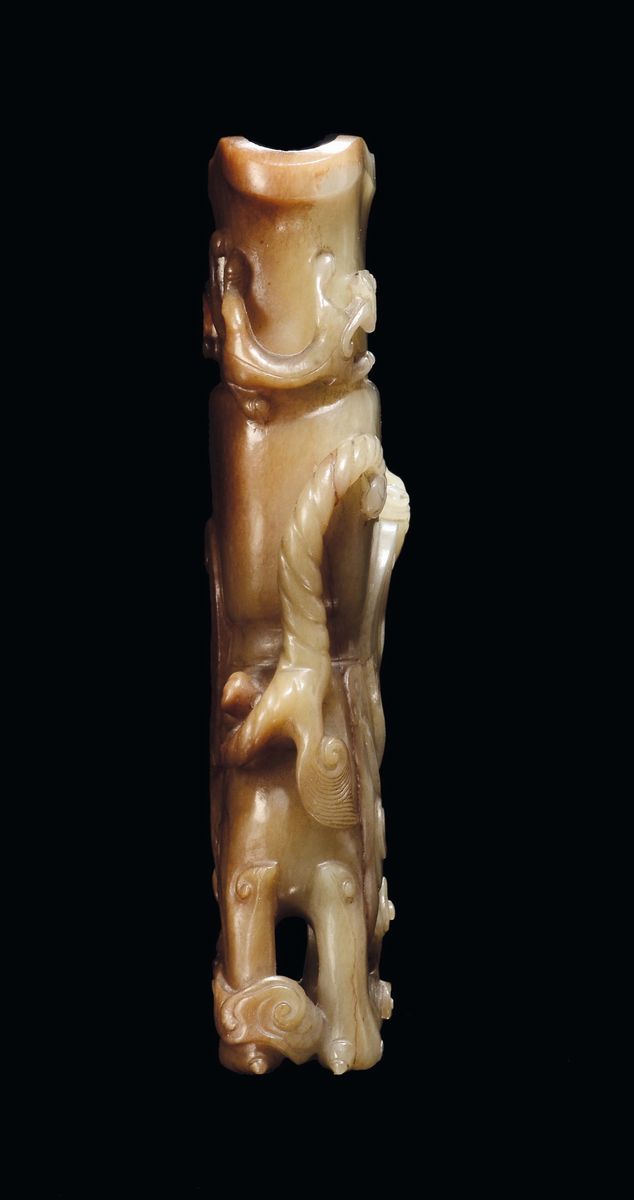 Vaso in Giada Gialla, Cina, Dinastia Qing, Periodo Kangxi (1654-1722)