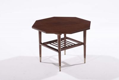 Tavolino in Legno con Puntali in Ottone Marchiato Fgs. Prod. Fgs, Italia, 1960 Ca.