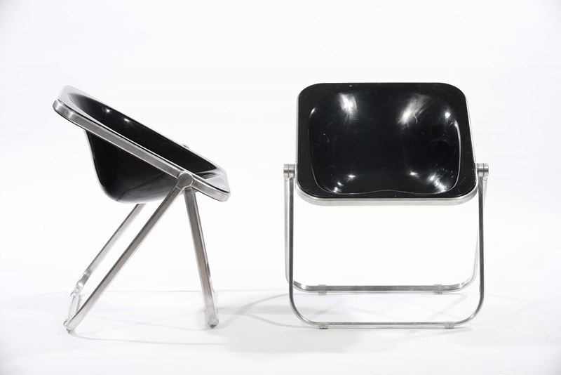 Giancarlo Piretti Sei sedie Plona in alluminio lucidato e plexiglass. Prod. Castelli, Italia, 1970 ca.  - Asta Design - Cambi Casa d'Aste