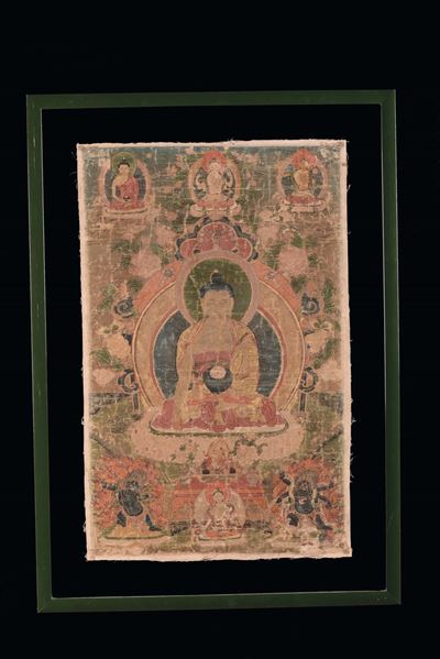 Tanka Raffigurante Buddha Sakyamuni, Tibet, XIX Secolo