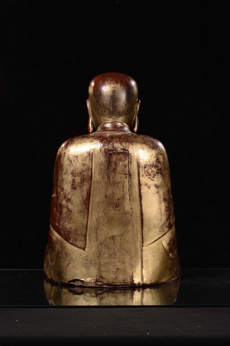 Buddha in Legno Scolpito, Dinastia Ming, XVII Secolo