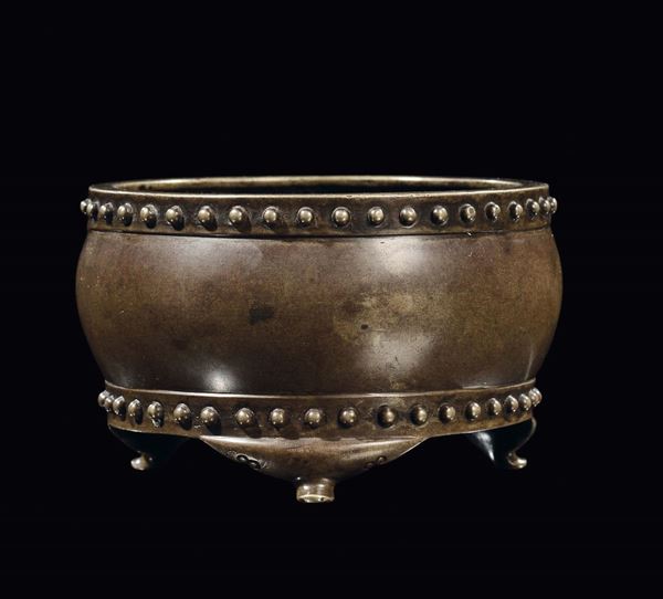 A small bronze censer, China, Ming Dynasty, 17th century, Xuande mark