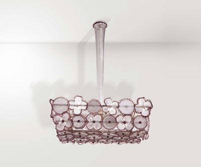 Venini. Lampada da Sospensione “modello a Fiori” in Vetro di Murano. Prod. Venini, Italia, 1936