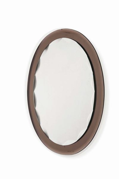 Cristal Art. Specchiera in Vetro Colorato e Molato con Struttura in Metallo. Prod. Cristal Art, I...