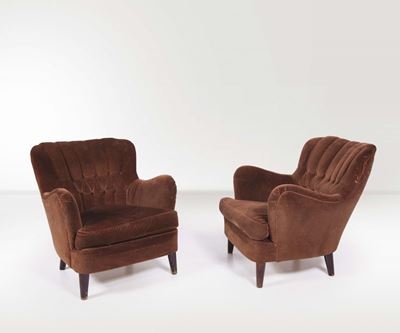 Osvaldo Borsani. Coppia di Poltrone. Prod. Atelier Borsani, Italia, 1950 Ca.