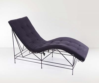 Chaise Lounge in Metallo Verniciato e Tessuto. Prod. Italia, 1980 Ca.