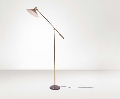 Stilux. Lampada da Terra in Ottone e Metallo Verniciato con Base in Marmo. Prod. Stilux, Italia, ...