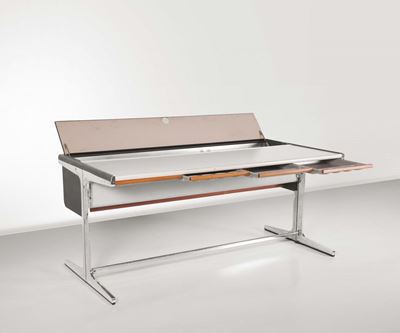George Nelson. Scrivania in Laminato, Legno e Alluminio. Prod. Herman Miller, Usa, 1970 Ca.