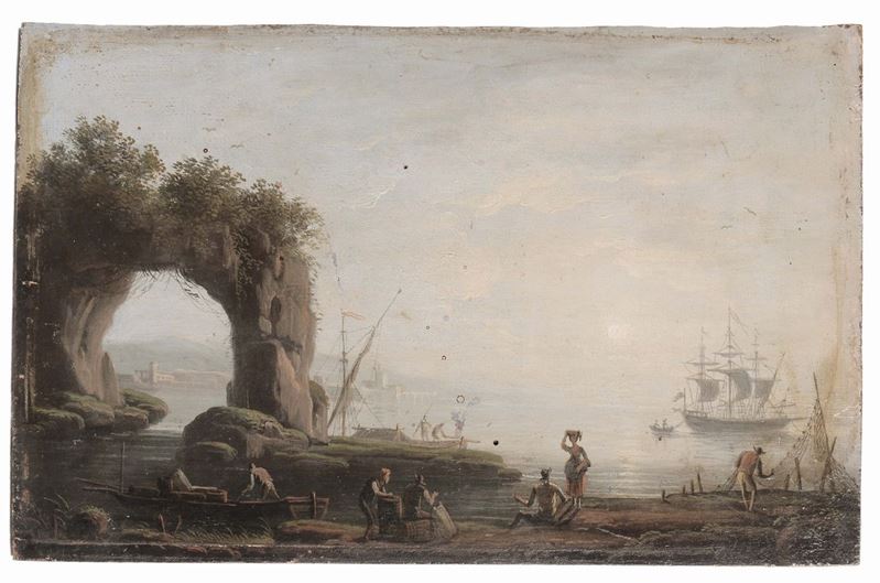 Francesco Fidanza (Roma 1747 - Milano 1819), attribuito a Marina  - Asta Antiquariato e Dipinti Antichi - Cambi Casa d'Aste