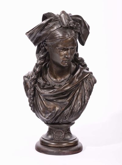 Scultura in Bronzo Raffigurante Busto Femminile, 1871