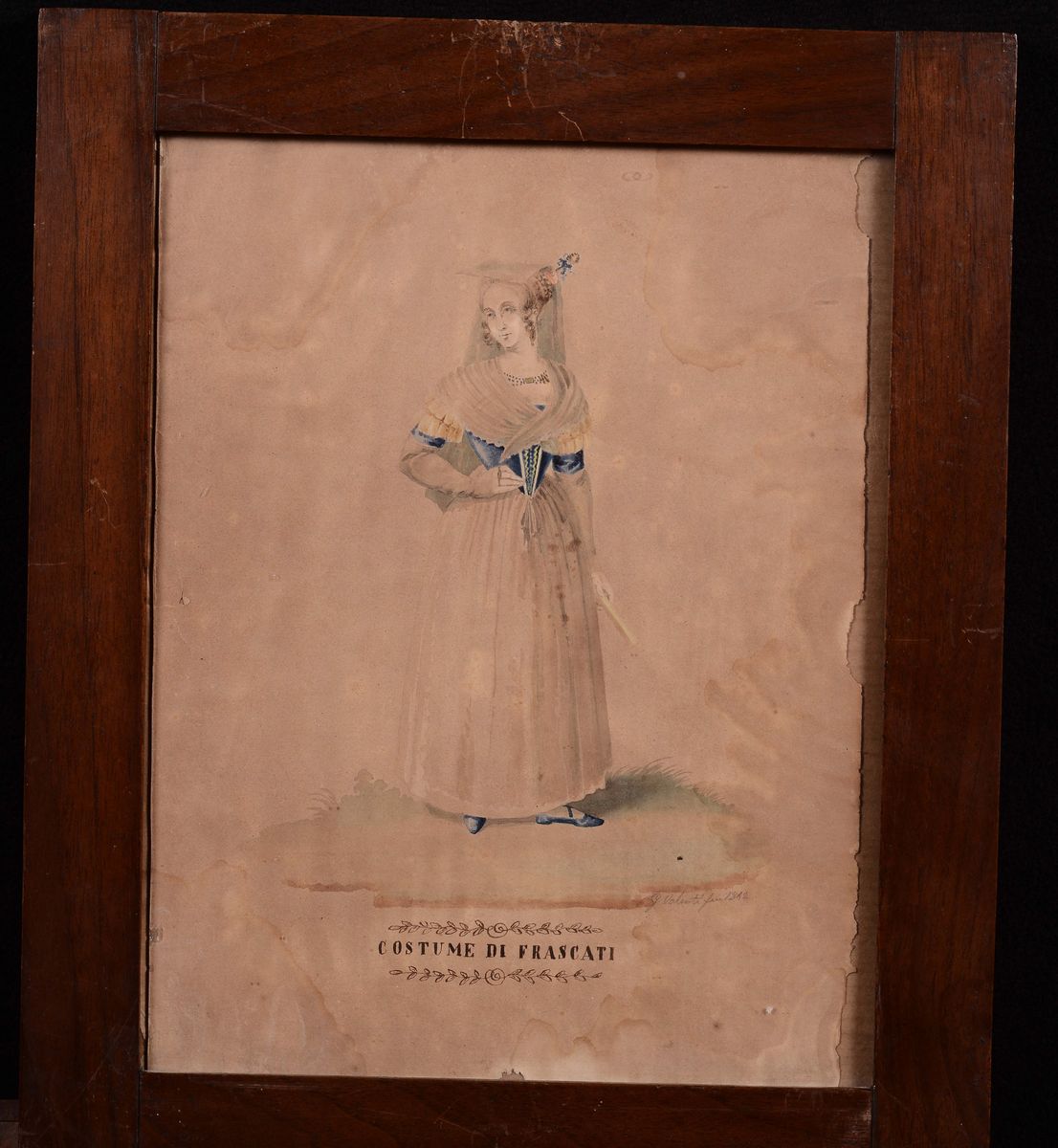 Otto Acquarelli Raffiguranti Costumi Laziali, Firmati G. Valenti 1842