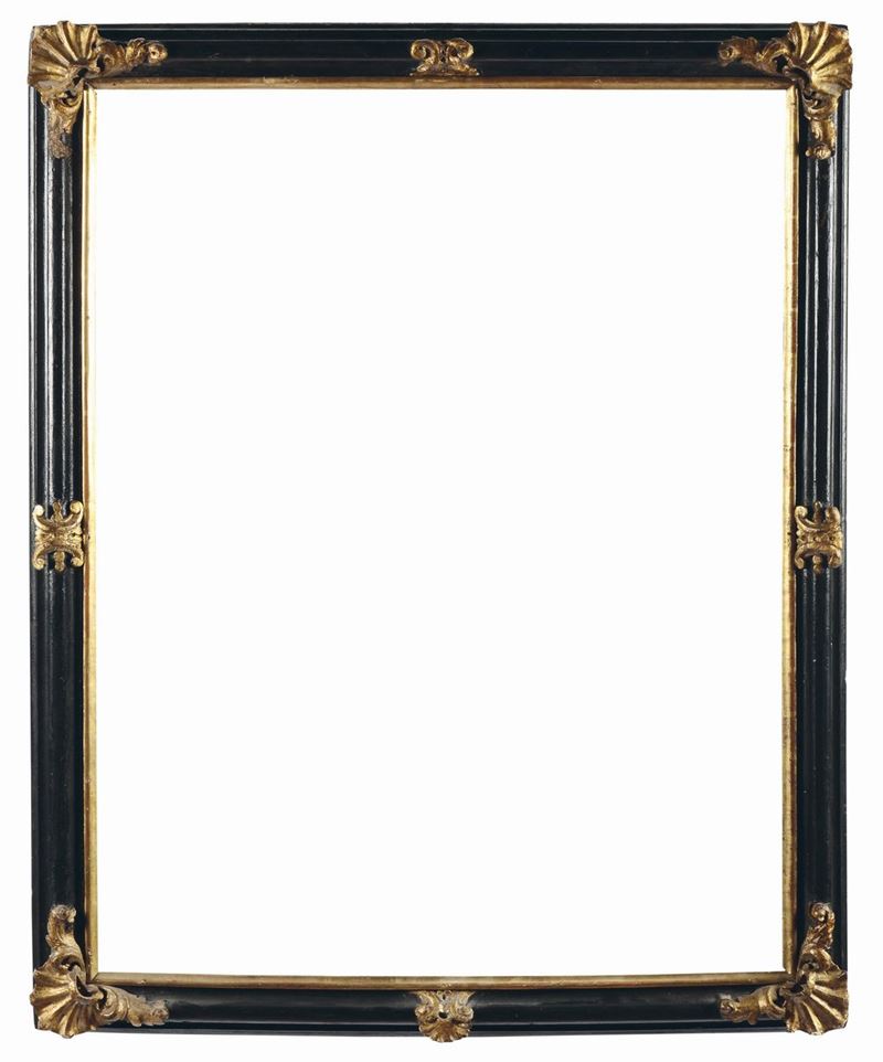 Cornice Salvator Rosa nera e oro con cartigli dorati, XVIII secolo  - Auction Antique Frames - Cambi Casa d'Aste