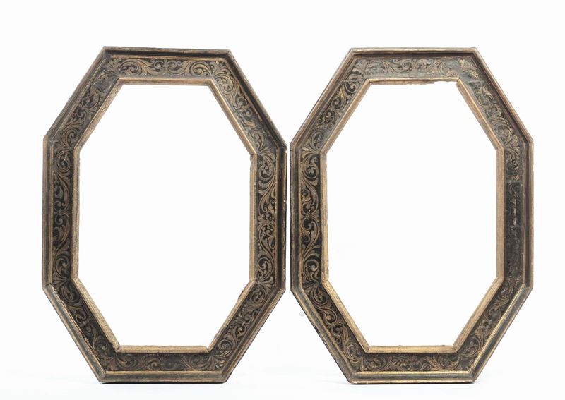 Coppia di cornici nere con decori in oro, Toscana XVII-XVIII secolo  - Auction Antique Frames - Cambi Casa d'Aste