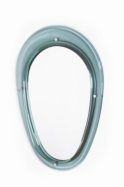 Cristal Art. Specchiera in Vetro Molato con Piastrine in Ottone Nichelato. Prod. Cristal Art, Ita...