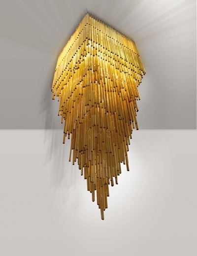 Venini. Importante Lampadario Modello Triedro in Vetro di Murano. Prod. Venini, Italia, 1960 Ca.