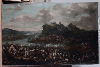 Ilario Mercanti Spolverini (1657-1734) Attribuito Abattaglia con Cavalieri