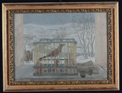 Oscar Saccorotti (roma 1898 - Recco 1986)gabbietta, 1963