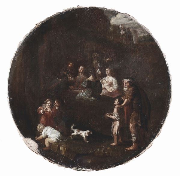 Francesco Crespi (1665-1757), nei modi di Scena di genere con personaggi e cane