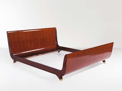 Paolo Buffa. Letto in Palissandro con Puntali in Ottone Lucido. Prod. Italia, 1950 Ca.