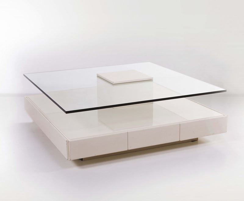 Marco Fantoni. Tavolino da salotto T147 in legno laccato bianco. Prod. Tecno, Italia, 1971  - Asta Design - Cambi Casa d'Aste
