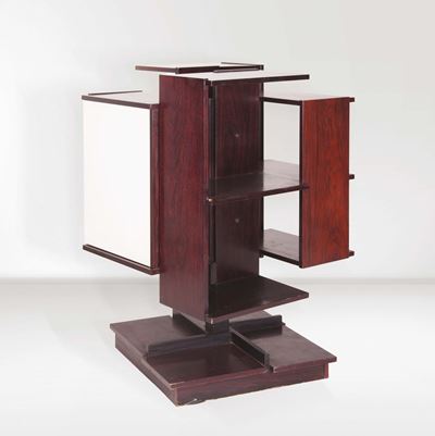 Claudio Salocchi. Libreria Girevole in Legno con Anta in Legno Laccato. Prod. Sormani, Italia, 19...