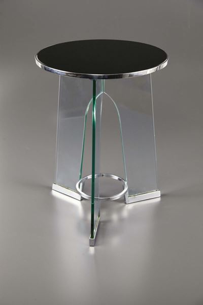 Gio Ponti. Tavolino in Vetro, Vetro Temprato e Ottone Cromato. Prod. Fontana Arte, Italia, 1932