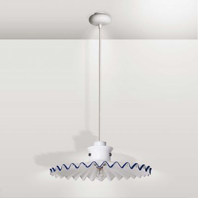 Toni Zuccheri. Lampada da Sospensione Pinocchio in Metallo Verniciato Bianco. Prod. Venini, Itali...