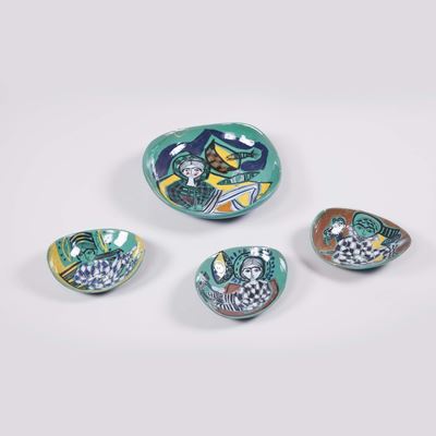 Molaroni. Set di Ciotole in Ceramica Smaltata. Prod. Molaroni, Italia, 1950 Ca.