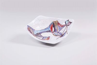 Marcello Fantoni. Centrotavola in Ceramica Smaltata. Prod. Fantoni, Italia, 1950 Ca.