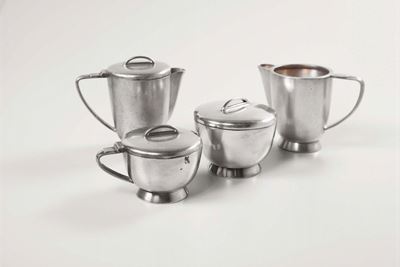 Gio Ponti. Set da Tè e Caffè in Alpacca Dall’hotel Parco dei Principi di Roma. Prod. Fratelli Cal...