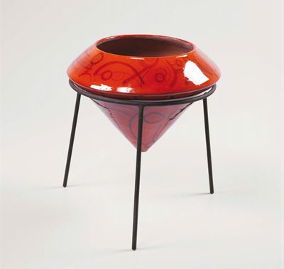 Victor Cerrato. Portavaso in Ceramica Smaltata. Prod. Italia, 1950 Ca.