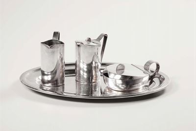 Gio Ponti. Set da The in Alpacca Dall’hotel Parco dei Principi di Roma. Prod. Fratelli Calderoni,...