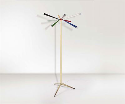 Stilnovo. Lampada da Terra con Base a Trepiede in Metallo Verniciato con Diffusori Orientabili. P...
