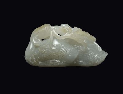 Piccola Giada Bianca Scolpita a Guisa di Anatre, Cina, Dinastia Qing, Epoca Qianlong (1736-1796)