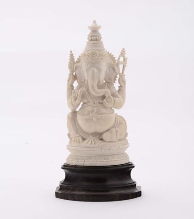 Statua in Avorio Raffigurante Ganesh, India, Inizio XX Secolo