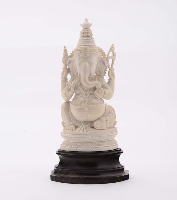 A carved ivory figure of Ganesh, India, ealry 20th century