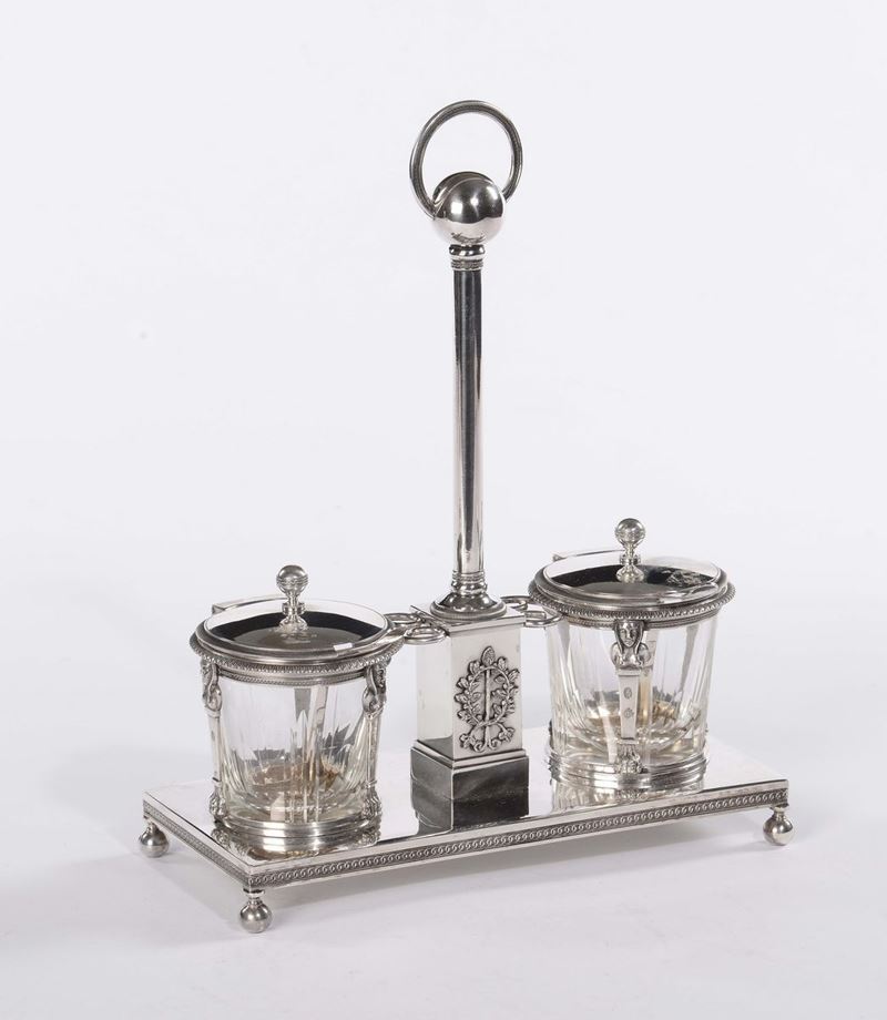 Compostiera in argento a due ampolle, XIX secolo  - Asta Argenti e Gioielli - Cambi Casa d'Aste