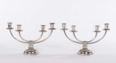Coppia Candelabri a Quattro Luci in Argento