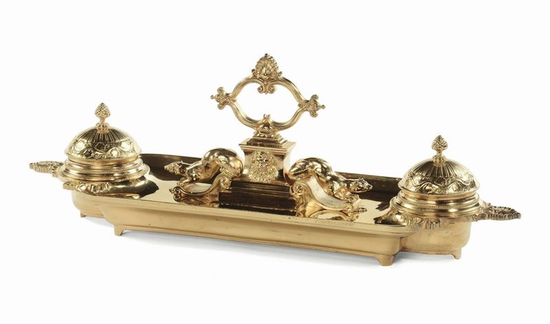 Calamaio in bronzo dorato, F.Barbedienne, Francia  - Auction Antique and Old Masters - Cambi Casa d'Aste