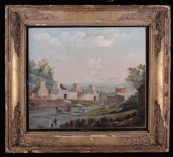 Artista del XIX secolo Vedute di Pompei e Paestum