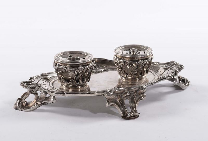 Calamaio in metallo argentato Napoleone III  - Auction Antique and Old Masters - Cambi Casa d'Aste