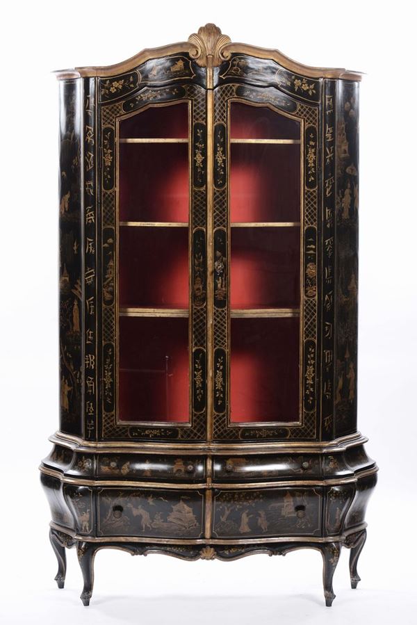 Vetrina in legno laccato, XIX secolo